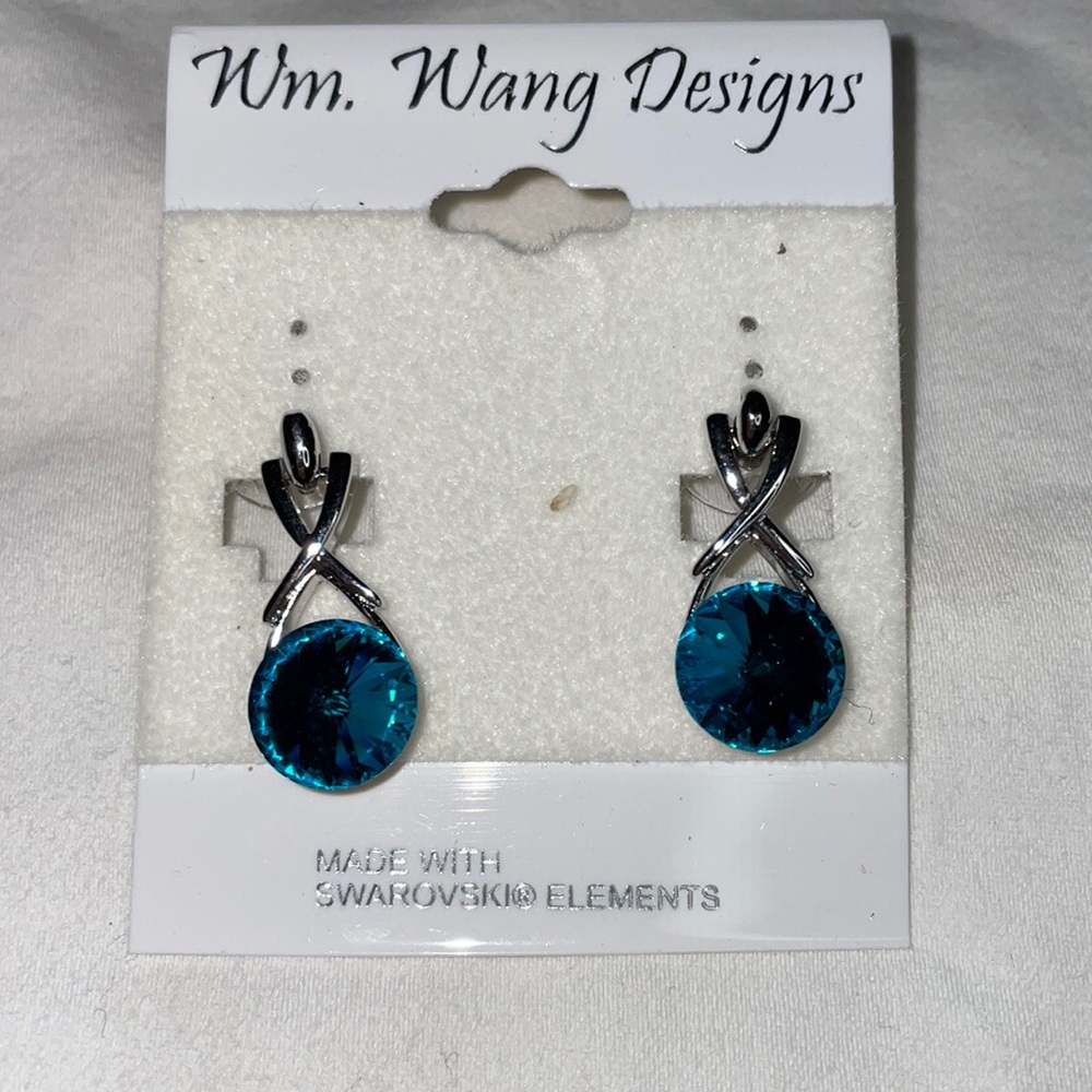 Brand New - William Wang Birthstone Earrings with Swarovski Crystal